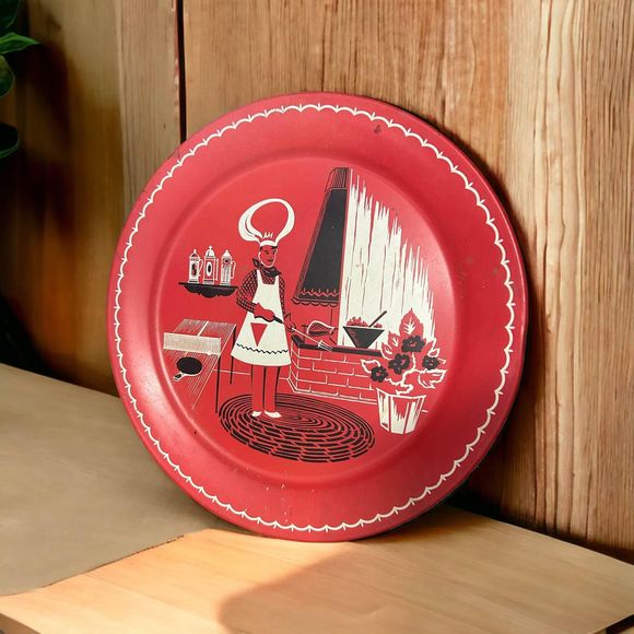 Vintage 50/60s Marcelline Stoyke Bbq Design Tray Kitschy Retro Kitchen Decor - Picture 1 of 5